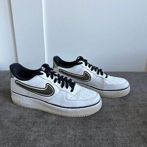 Nike Air Force 1 Premium Sneaker, Mens Size 10, White, Black with army green